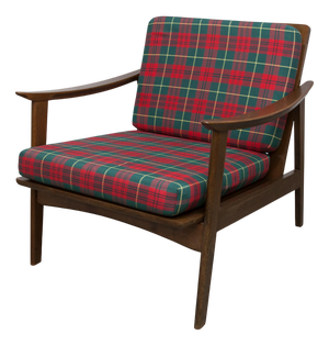 Scandinavian Teak Armchair with Tartan Fabric, 1960s
