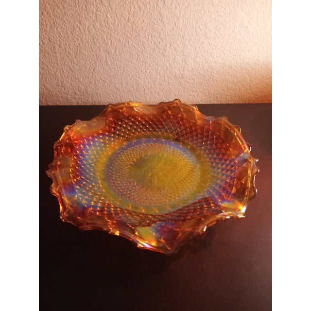 This is an Indiana Iridescent Marigold Carnival Glass 10" Crimped Platter STUNNING Procured at auction
