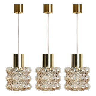 Amber Glass Pendant attributed to Helena Tynell for Glashütte Limburg, 1960s For Sale