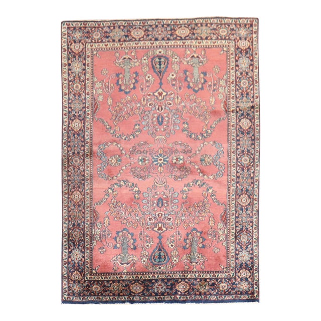 Vintage Traditional Indo Sarouk - 4'1" x 5'10" For Sale