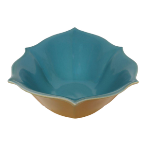 Art Deco Matte Yellow and Glossy Blue Ceramic Console Bowl by Cowan Pottery