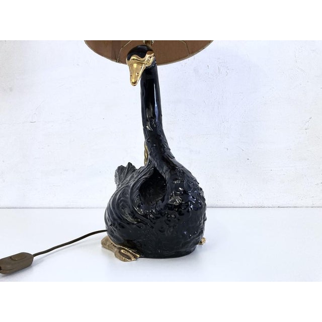 Sculpable Ceramic Table Lamp with Swan by Ceramiche Zanotto, Bassano, 1960s For Sale - Image 12 of 18
