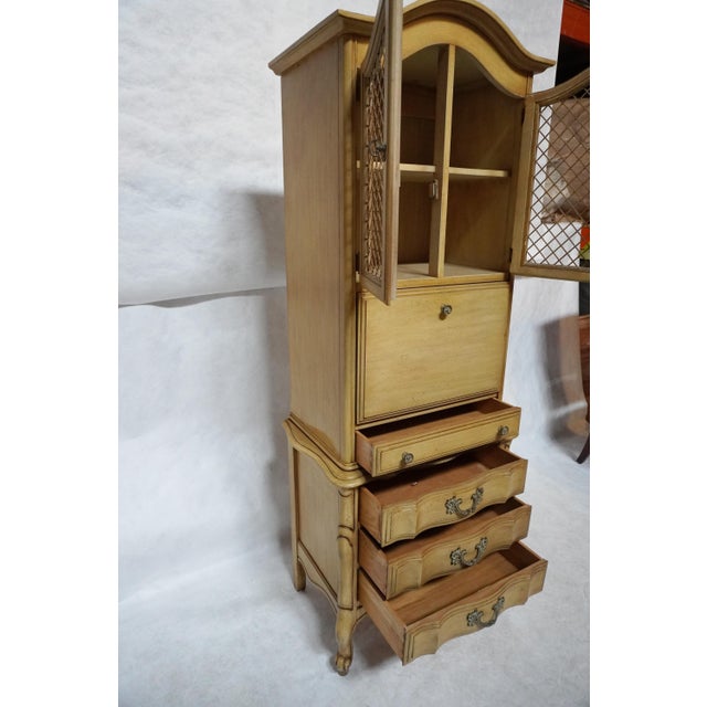 Yellow Late 20th Century French Provincial Bonnet Top Secretary Desk With Grilled Cabinet For Sale - Image 8 of 14