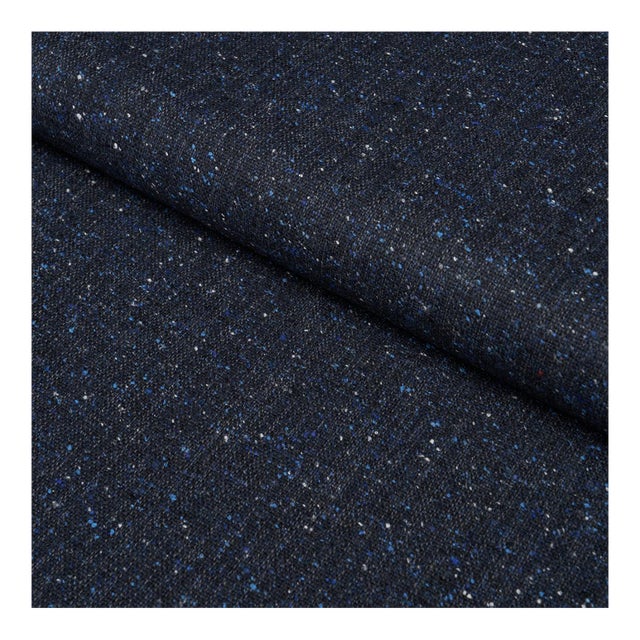 Schumacher Clarke Donegal Wool Blend Fabric in Navy For Sale