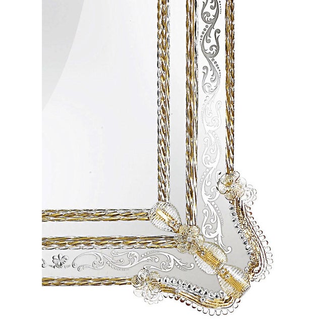 Traditional Venetian Murano Glass Wall Mirro For Sale - Image 3 of 6