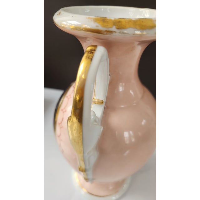 Antique Bohemian Pink Portrait Porcelain Vase With Gilt Handles, Circa 1900 For Sale - Image 13 of 17