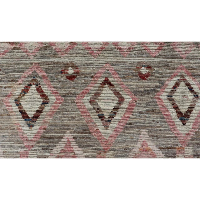 Moroccan Style Modern Hand Knotted Rug in Tribal Design in Brown's Pink Gray For Sale - Image 10 of 12