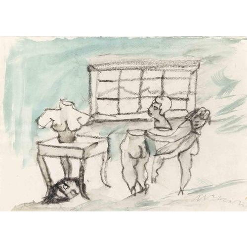 Charcoal and watercolor on paper realized by Mino Maccari in 1965. Hand signed lower right. Very good condition. This...