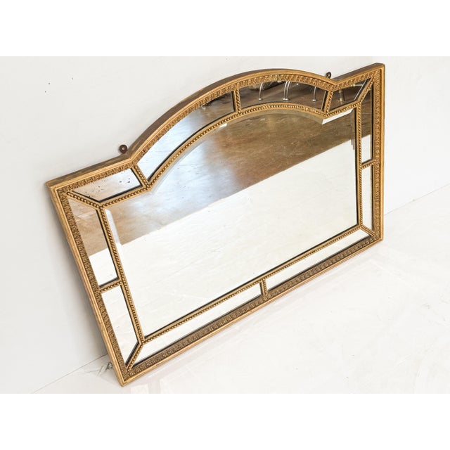 English Large English Sectional Overmantel Mirror With Gilt Frame and Beveled Glass For Sale - Image 3 of 12