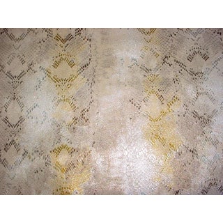 Trosa Metallic Embossed Reptile / Snake Premium Italian Calfskin Leather Cowhide Upholstery - 4.41 Sq. Ft. For Sale