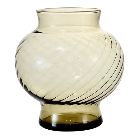 Mid Century Smoked Glass Optic Ball Vase For Sale