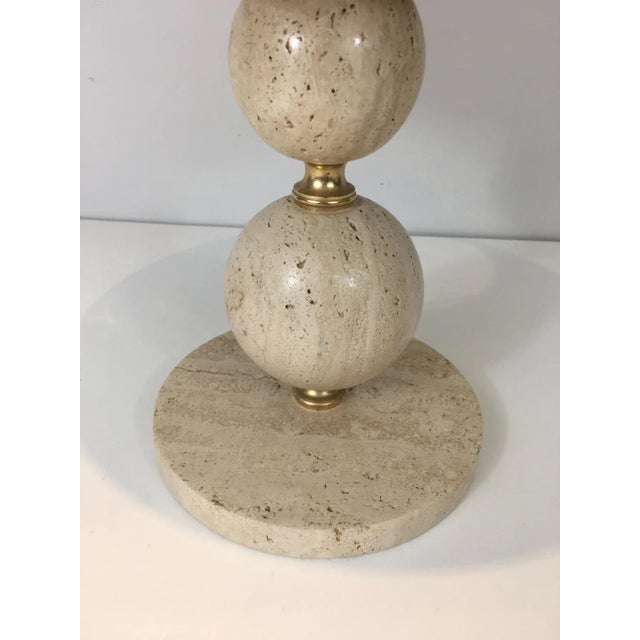 1970s Travertine and Brass Table Lamp For Sale - Image 5 of 13