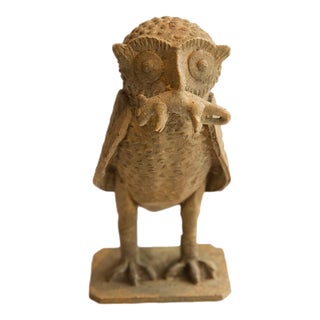 Vintage African Owl With Rat Sculpture For Sale
