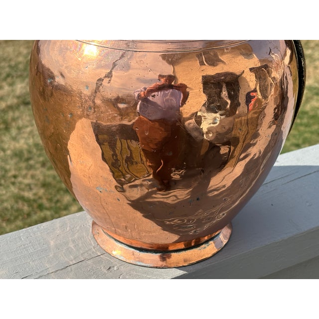 Tall and Highly Detailed Late 19th / Early 20th C. Copper and Brass Vessel Vase Pitcher For Sale - Image 9 of 12