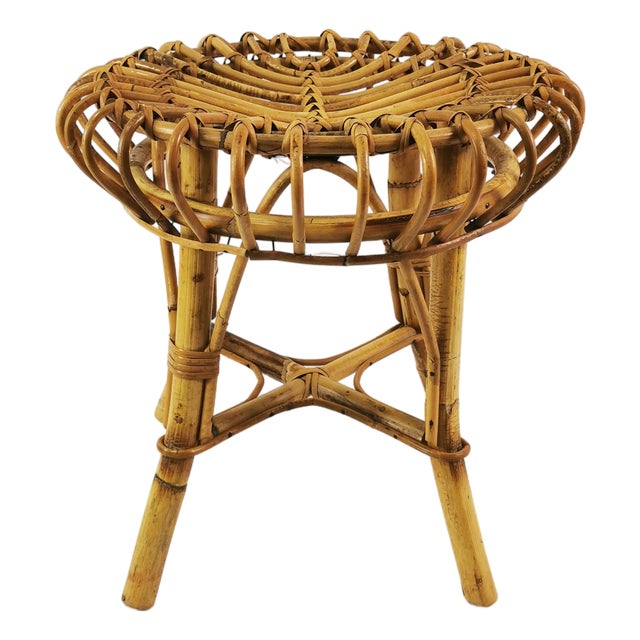 Rattan and Bamboo Stool by Franco Albini, Italy, 1960s For Sale