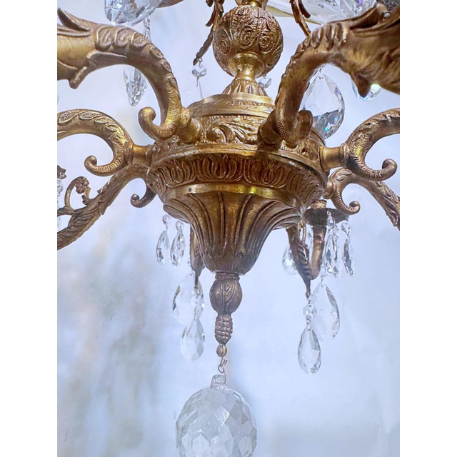 Traditional 1930s Vintage Spanish Chandelier With Drop Crystals For Sale - Image 3 of 8
