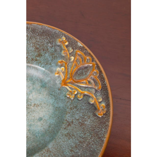 Art Deco Plate in Blue and Orange Ceramic by Michael Andersen, Denmark, 1940s For Sale - Image 12 of 14