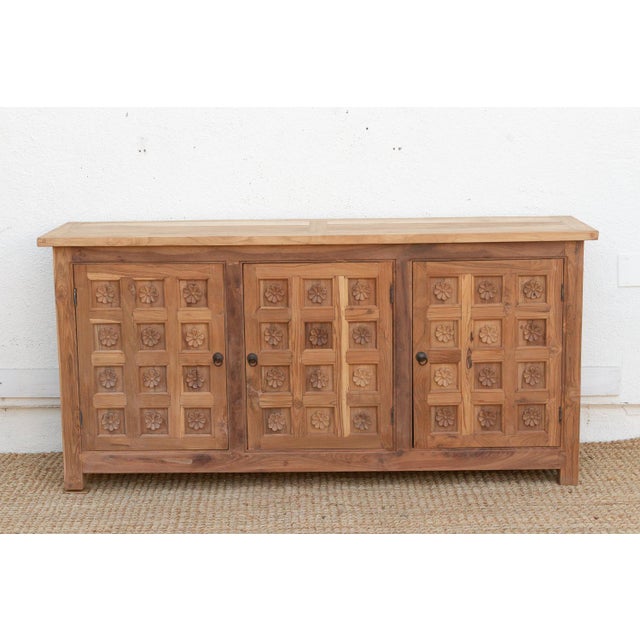 Reclaimed Teak Lotus Flower Sideboard For Sale - Image 10 of 11
