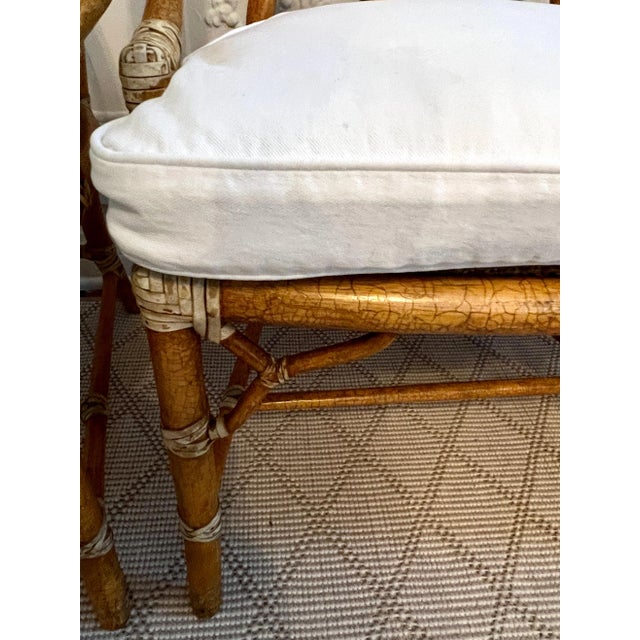 John and Elinor McGuire Crackled Finish Signed McGuire Cracked Ice Chairs with Leather Lashing - Set of 3 For Sale - Image 4 of 10