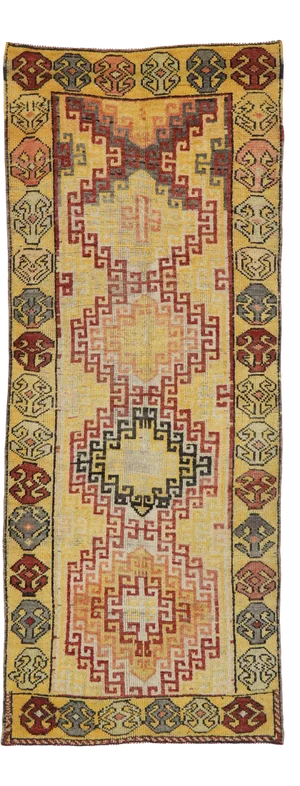 Vintage Turkish Oushak Runner Rug , 03'10 X 09'06