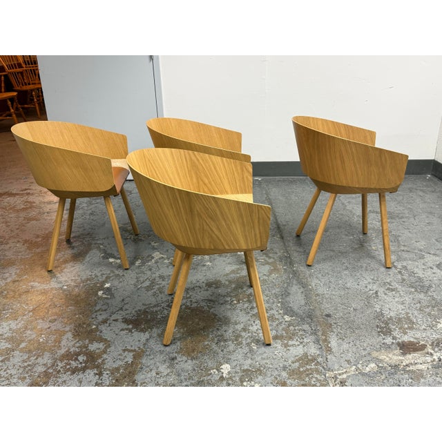 Stefan Diez for E15 Ch04 Houdini Oak + Leather Armchairs, Set of Four For Sale In San Francisco - Image 6 of 12