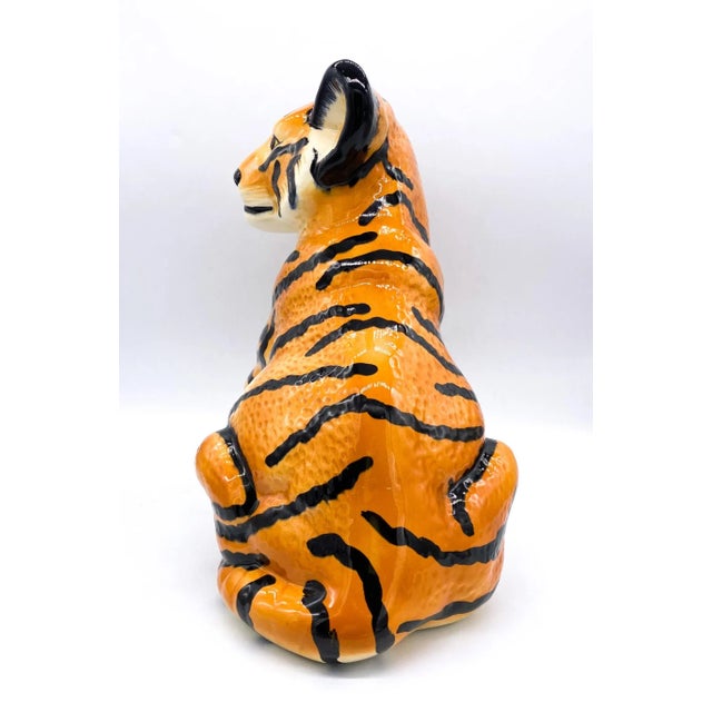 Mid 20th Century Life-Size Italian Style Ceramic Tiger Cub – Maximalist / Safari For Sale - Image 5 of 11