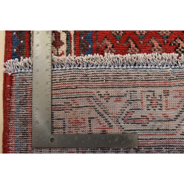 Mir Runner 3’7” X 9’10” Red Wool Vintage Tribal Hand-Knotted Oriental Rug For Sale - Image 14 of 14