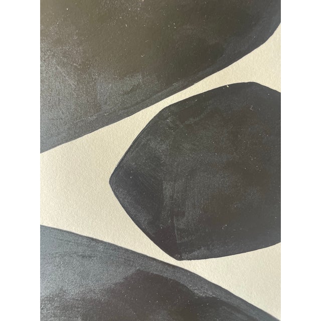 Original minimalist abstract painting on French hand crafted cotton paper. Framed in a solid Walnut wood locally crafted...