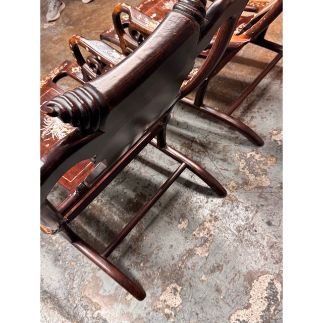 Vintage Chinoiserie Mother-of-Pearl Moon Gazing Recliner Chairs, Pair For Sale - Image 12 of 12