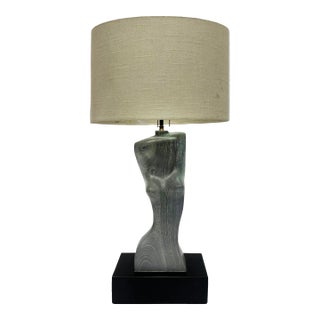 Large Yasha Heifetz Mid-Century Sculptural Nude Torso Table Lamp in Cerused Wood For Sale