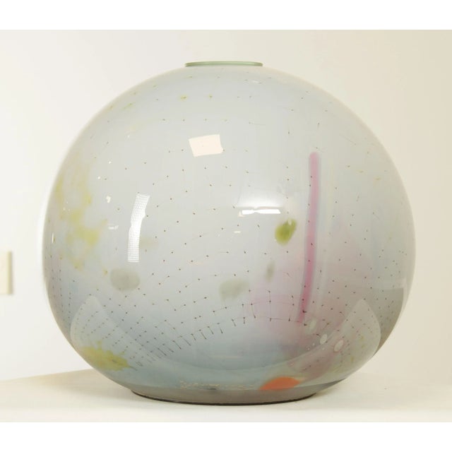 1980s 1984 Studio Art Glass Orb Sculpture or Vase by Robert Palusky For Sale - Image 5 of 12