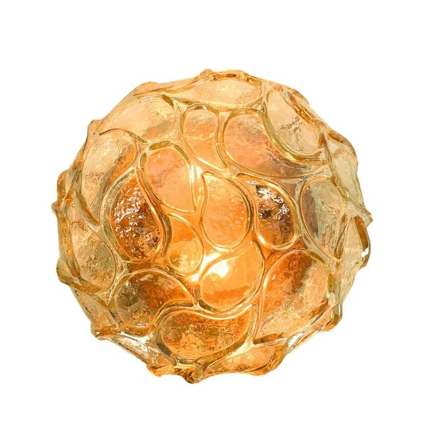 Mid-Century Modern Amber Glass Ceiling or Flush Mount, Germany, 1960s For Sale - Image 3 of 13