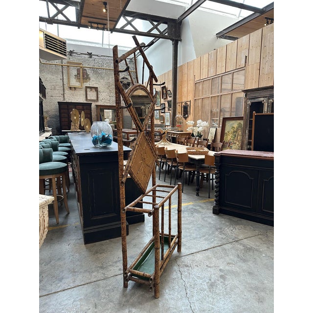 Bamboo and Rattan Hallway Coat Rack, Early 20th Century For Sale - Image 5 of 10
