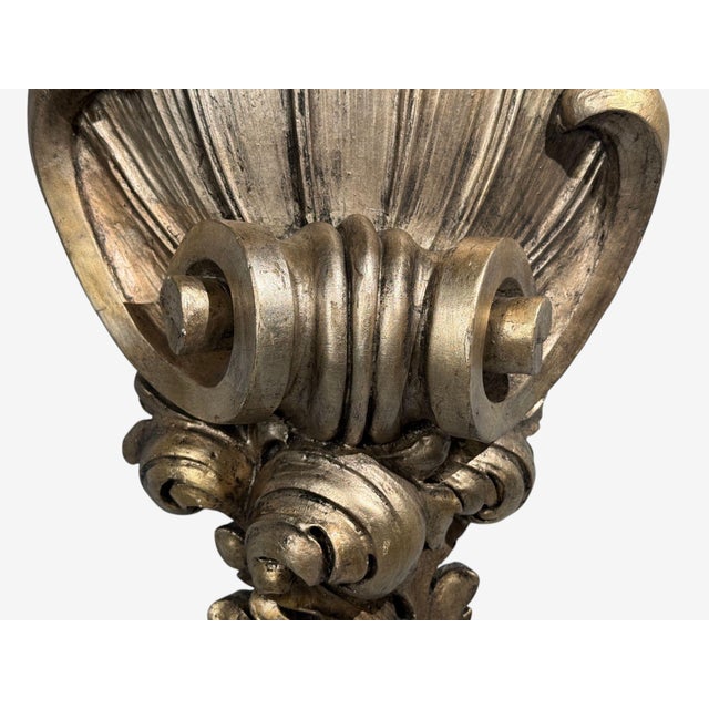 Silver 1970s Grosfeld House Attr., Large Shell Wall Sconces, Silver Leaf - a Pair For Sale - Image 8 of 14