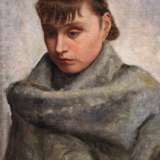 Italian Artist, Portrait of a Woman in Impressionist Style, 1920, Oil on Canvas, Framed For Sale - Image 3 of 15
