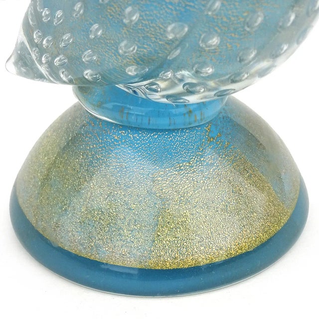 Mid 20th Century Vintage Murano Barbini Sky Blue Gold Flecks Italian Art Glass Mid Century Pheasant Bird Sculpture For Sale - Image 5 of 6