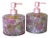 Pressed Flower Botanical Resin Glass Soap Dispensers, Pair of Cottage Vanity Pump Bottles For Sale