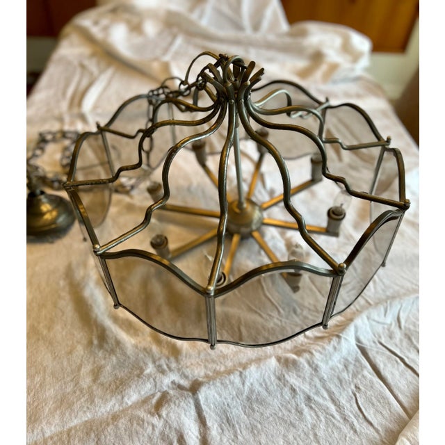 Metal 1970’s Glass and Chrome Chandelier For Sale - Image 7 of 8