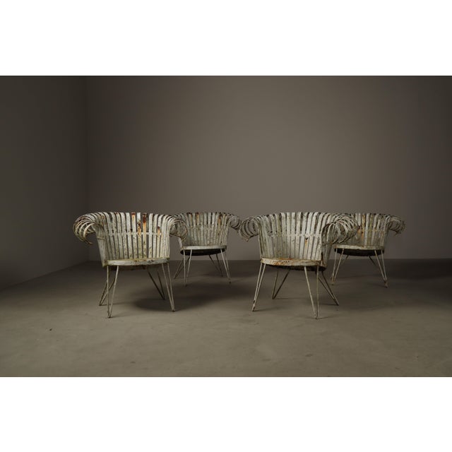 French Wrought Iron Lounge Garden Chairs with Spiral Armrests, 1950, Set of 4 For Sale - Image 16 of 16