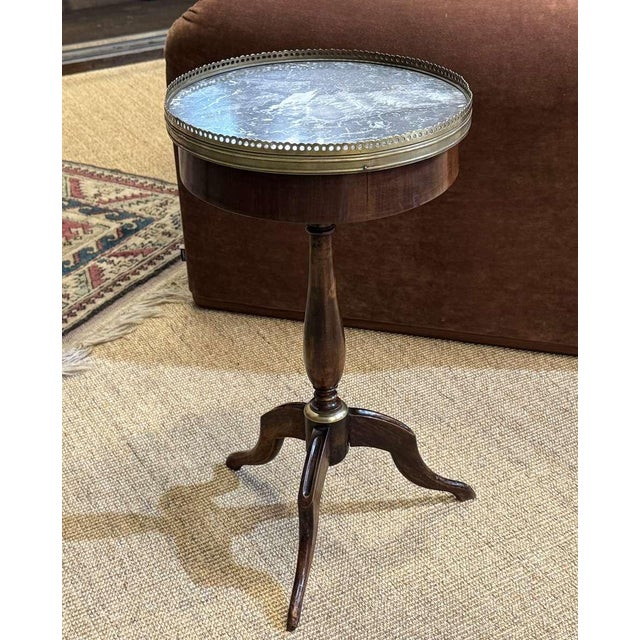 Wood Mahogany Side Table with Marble Top, 1950s For Sale - Image 7 of 9