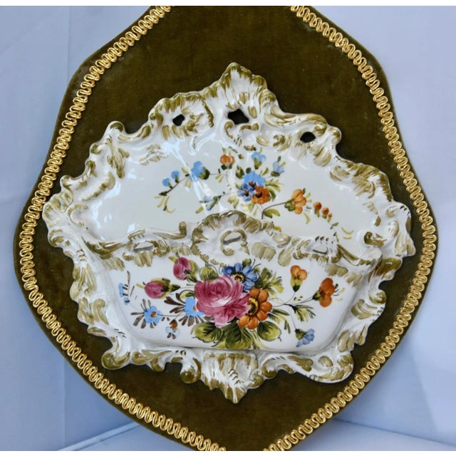 MCM Italian Faience Majolica Wall Decor Hand Painted Pocket Planter Vase For Sale - Image 4 of 5