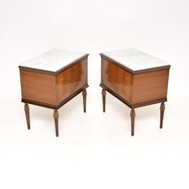 Vintage Italian Marble Top Bedside Cabinets, 1950s, Set of 2 For Sale - Image 4 of 12