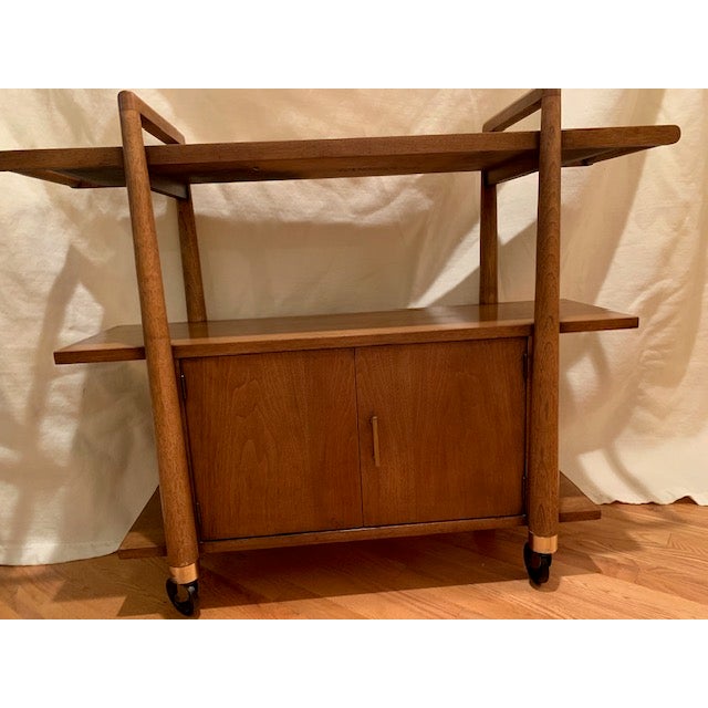 Mid-Century Modern Drexel Biscayne Mid Century Bar Cart Storage Cabinet on Wheels For Sale - Image 3 of 18