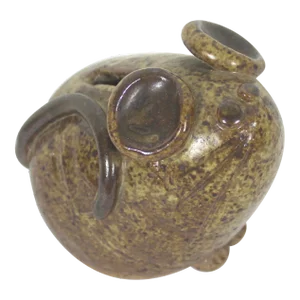 1970’s Signed Guy De Peltan Stoneware Mouse Bank Quebec Canada Pottery