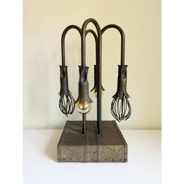 Metal 1940s Bronze Biomorphic Table Lamp For Sale - Image 7 of 14
