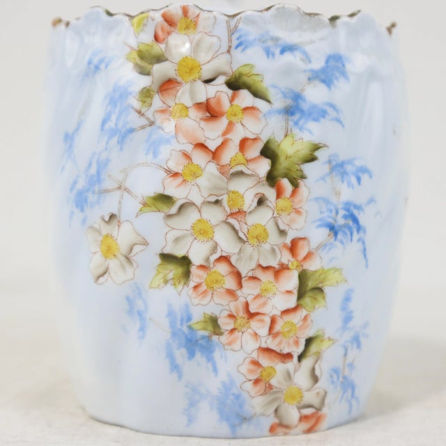 Ceramic Vintage Vistorian Porcelain Canister With Floral & Gold Accents For Sale - Image 7 of 9