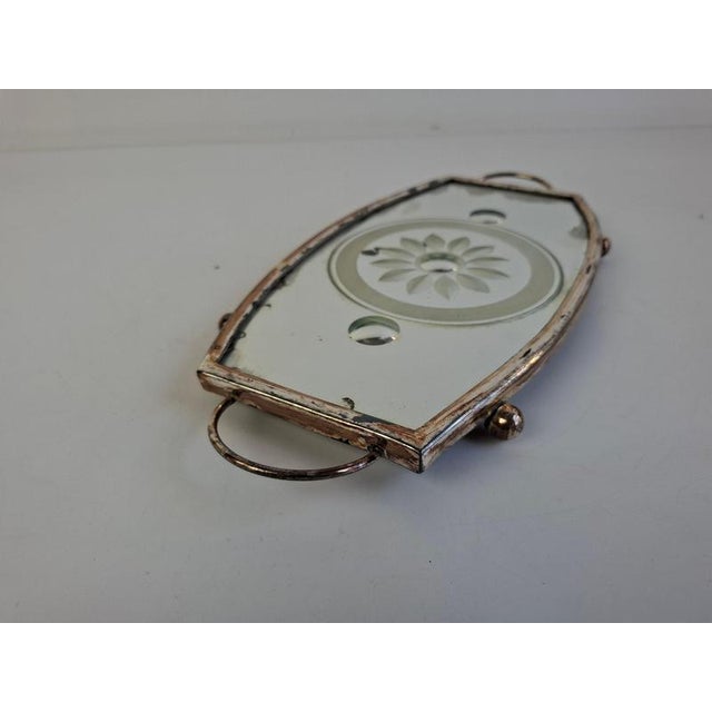 Vintage Art Deco Mirrored Glass Serving Tray with Floral Motif, Central Europe, 1930 For Sale - Image 10 of 16