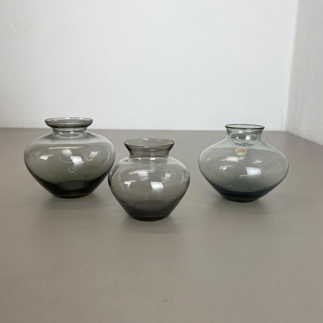 Wilhelm Wagenfeld Blue & Green Tone Heart Vases by Wilhelm Wagenfeld for WMF, 1960s, Set of 3 For Sale - Image 4 of 18