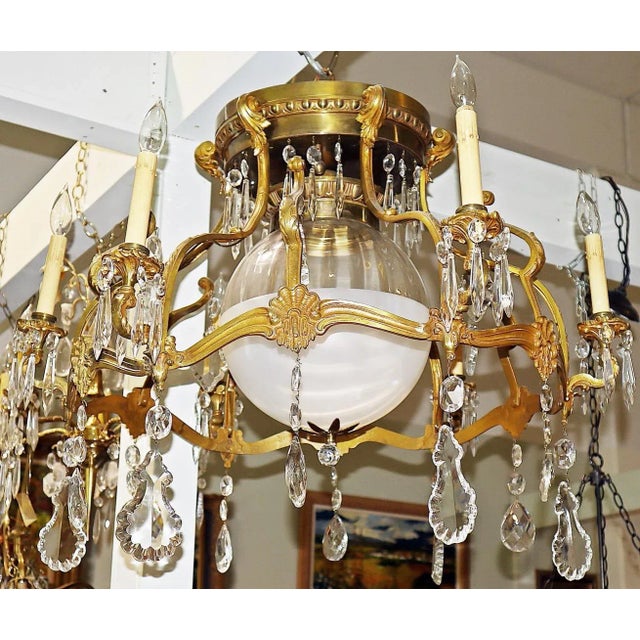Art Nouveau 1900s French Art Nouveau Bronze Dore' Chandelier For Sale - Image 3 of 9