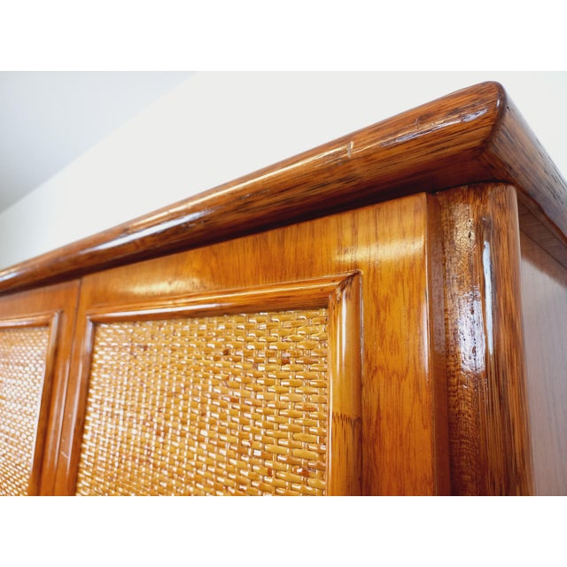 Tan Vintage Maugrion Wardrobe in Woven Rattan and Wood from Roche Bobois, 1970s For Sale - Image 8 of 17